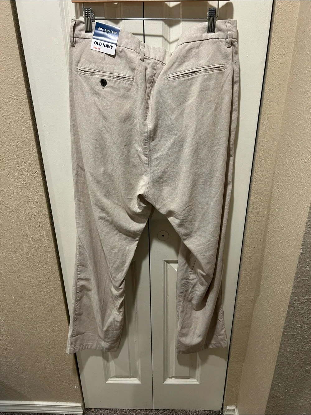 NWT Old Navy Linen Blend The 90’s Straight Fit Leg Pants Beige , size 36/30